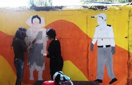 Volunteer painting the wall for SALAAM-RAKSHAK mission